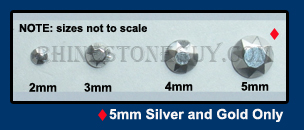 Rhinestuds Hot fix Size Chart