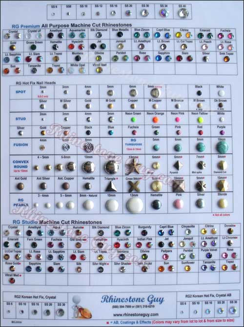 Swarovski Crystal Color Chart Actual Rhinestones