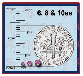 RG Studio Rhinestone Sizes 6ss, 8ss and 10ss