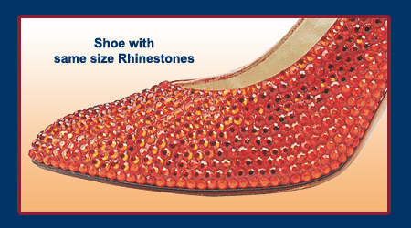 Rhinestone covered shoe same size