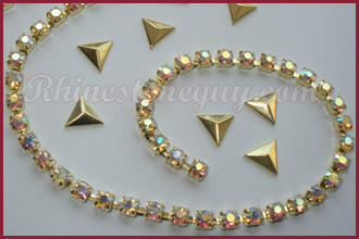 Czech Preciosa Crystal AB Gold Chain