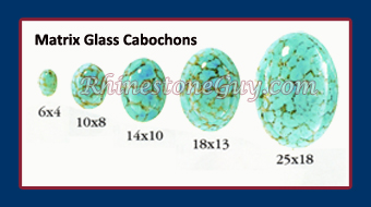 Oval Glass Matrix Cabochons Sizes