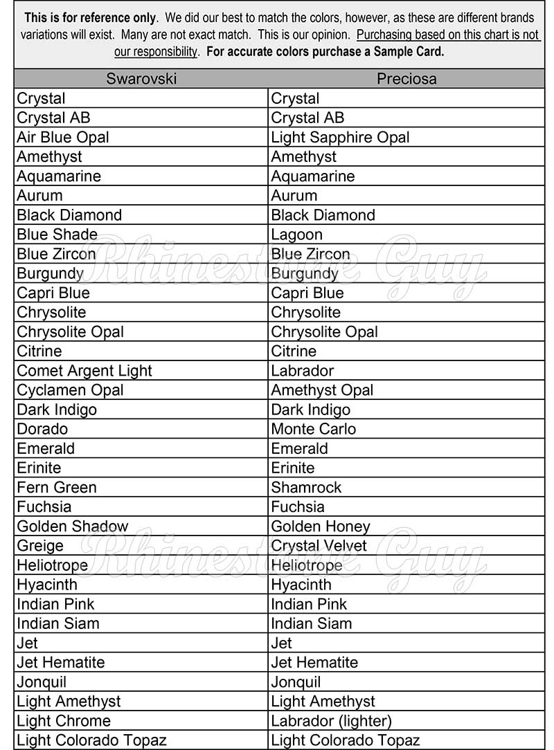 swarovski preciosa cross over chart 1