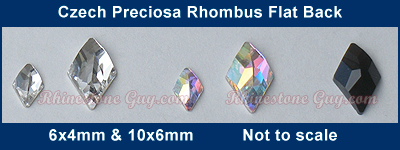 Czech Preciosa Flat Back Rhombus Sizes