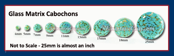 Round Glass Matrix Cabochons Sizes