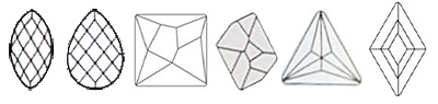 RG Flat Back large rhinestone Shapes
