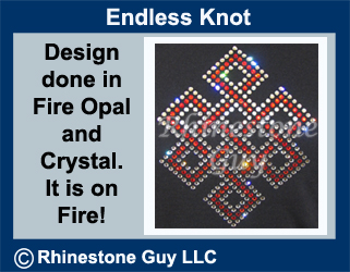 Crystal and Fire Opal Rhinestone Transfer Endless Knot