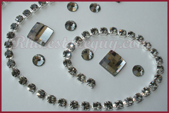 Czech Preciosa Black Diamond Chain in Silver