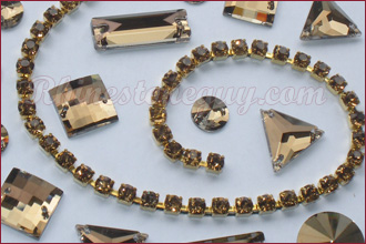 Czech Preciosa Rhinestone Chain Smoke Topaz in Gold Chain