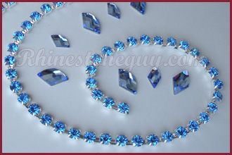 Czech Preciosa Rhinestone Chain Sapphire in Silver